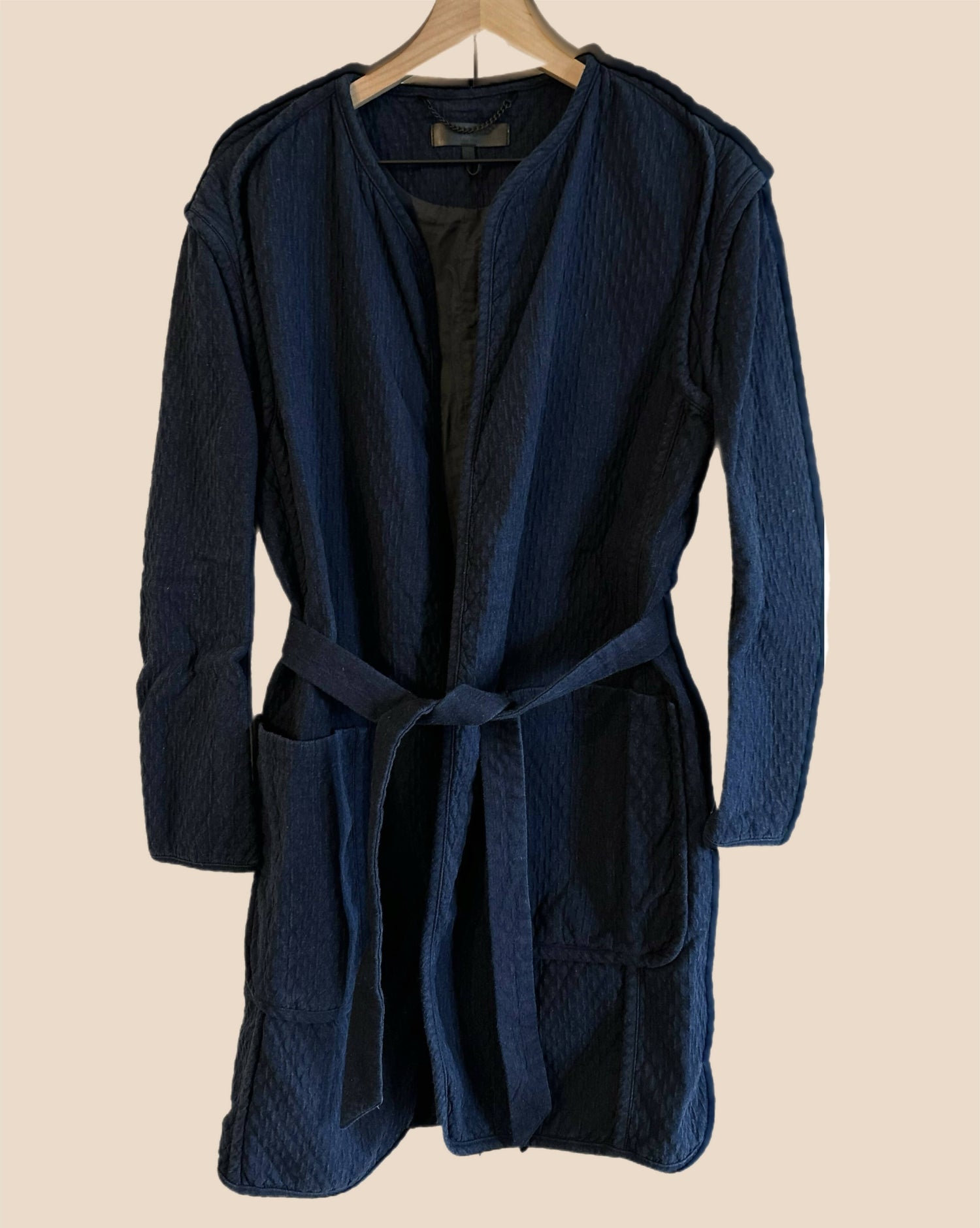 Rag &amp; Bone Quilted Self Tie Liner Coat - /Navy
