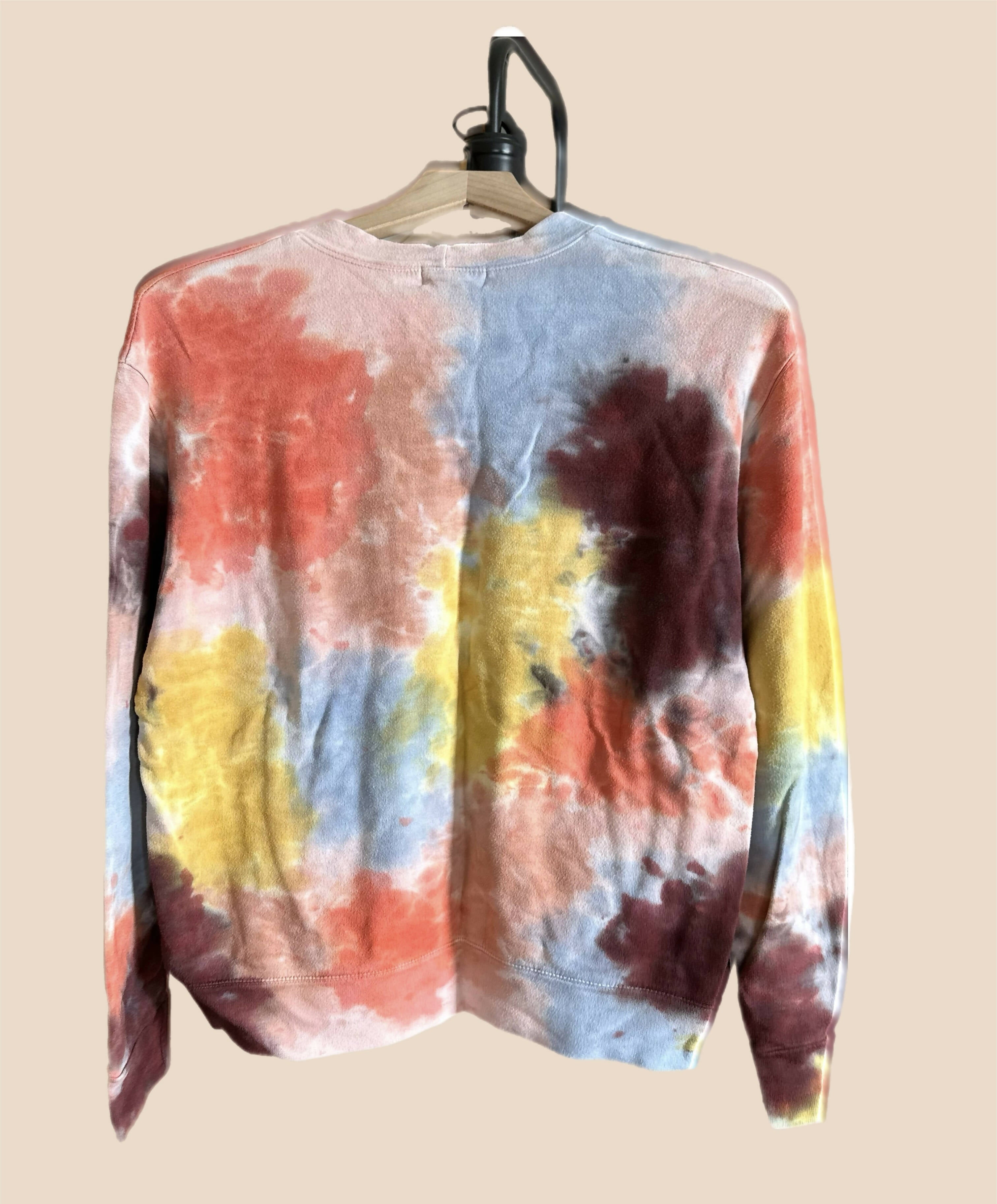 Monrow Tie Dye Boyfriend Sweatshirt Long Sleeves Crewneck