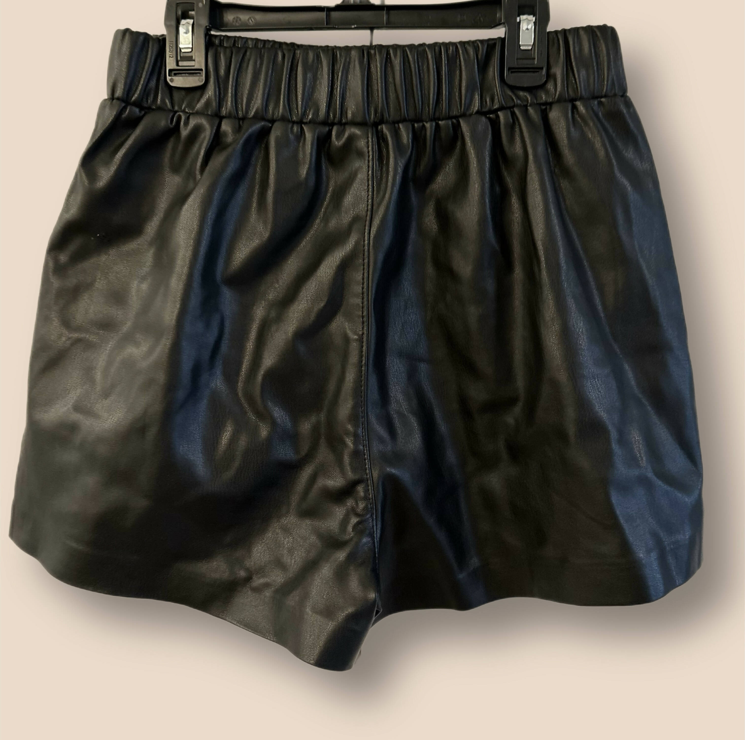 BLANKNYC Elastic Waist Vegan Leather Record Breaker Shorts - Black