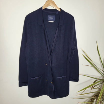 Scotch &amp; Soda Navy Stripe detail knitted blazer