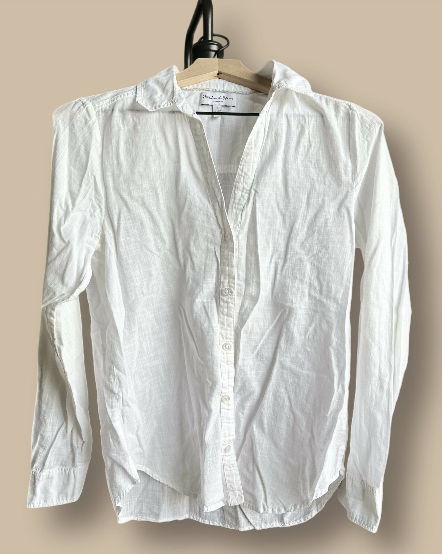 Michael Stars Joanna Lightweight Button Down Shirt - White