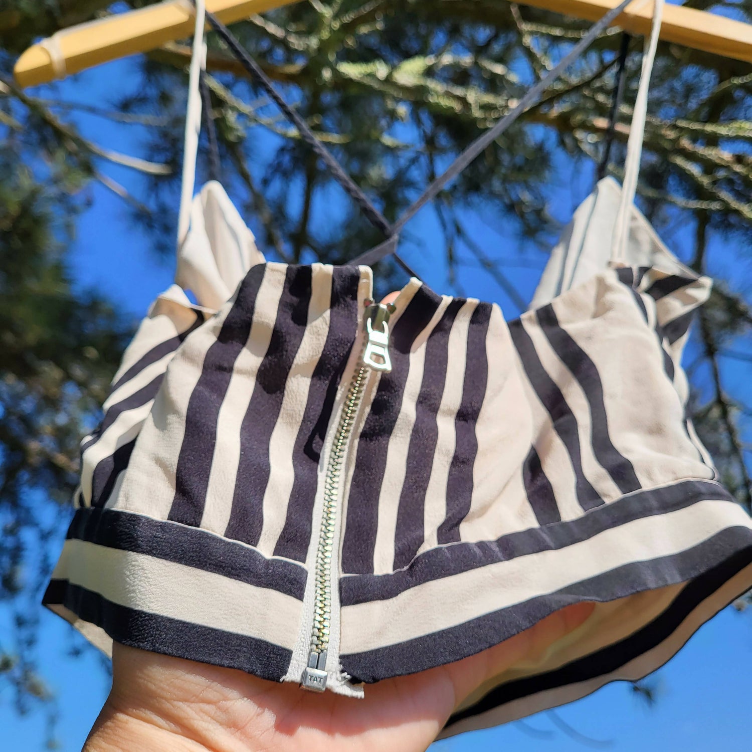 Alice + Olivia Striped Rayna Striped Tie Crop Top