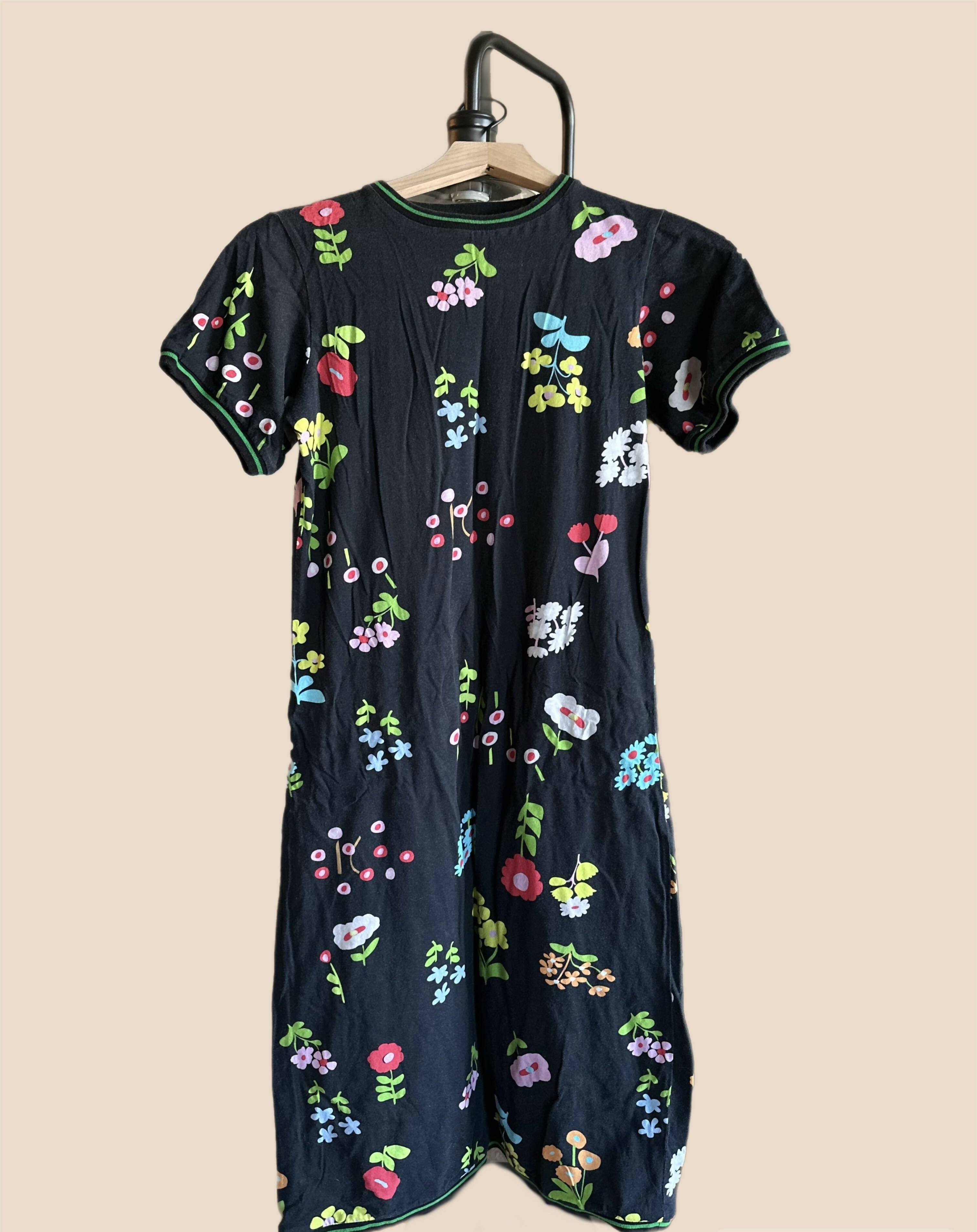 Cynthia Rowley Raya Tee Midi Dress - Floral - Black Multi/Black Floral