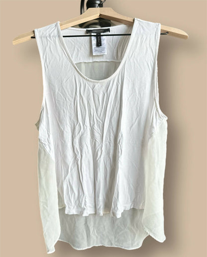 BCBG Maxazria High Low Sheer Back Tank - /White