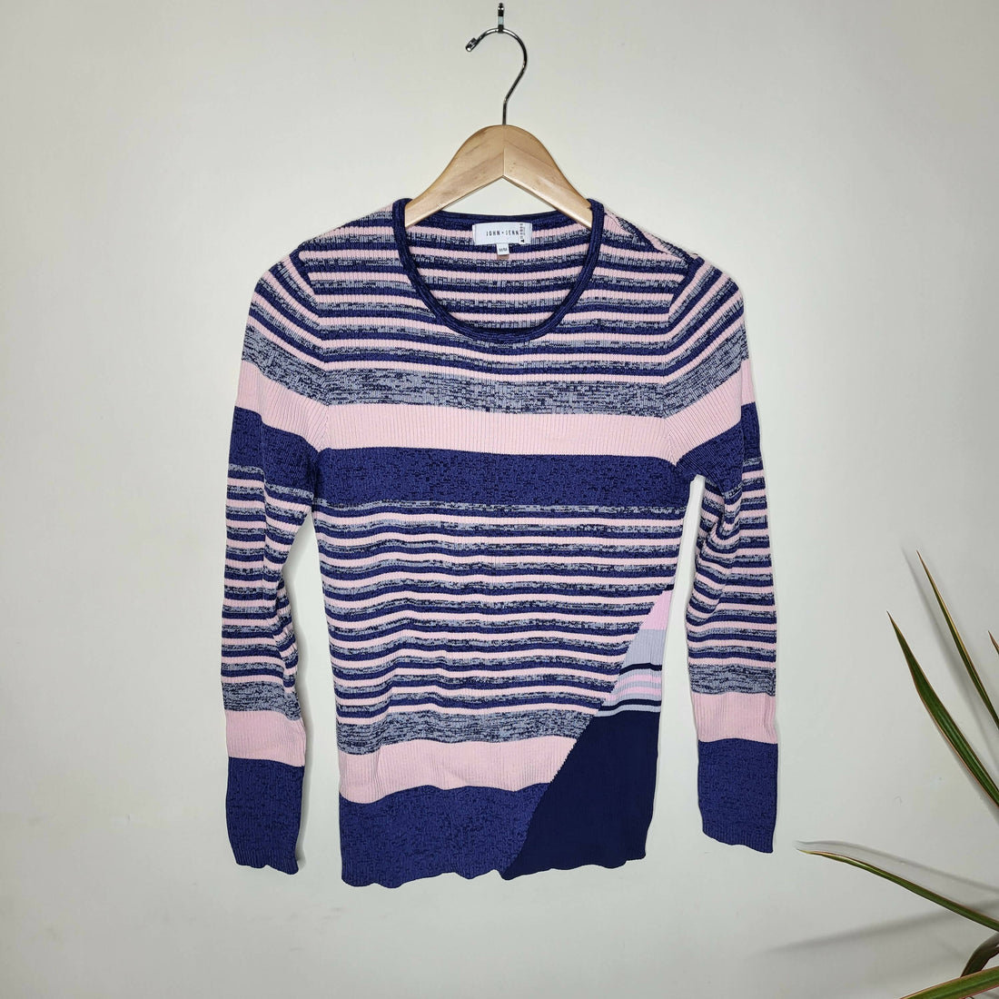 John &amp; Jenn Long Sleeve Ribbed-Knit Striped Sweater - Stripes - Blue Multi