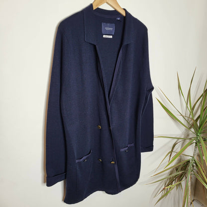 Scotch &amp; Soda Navy Stripe detail knitted blazer