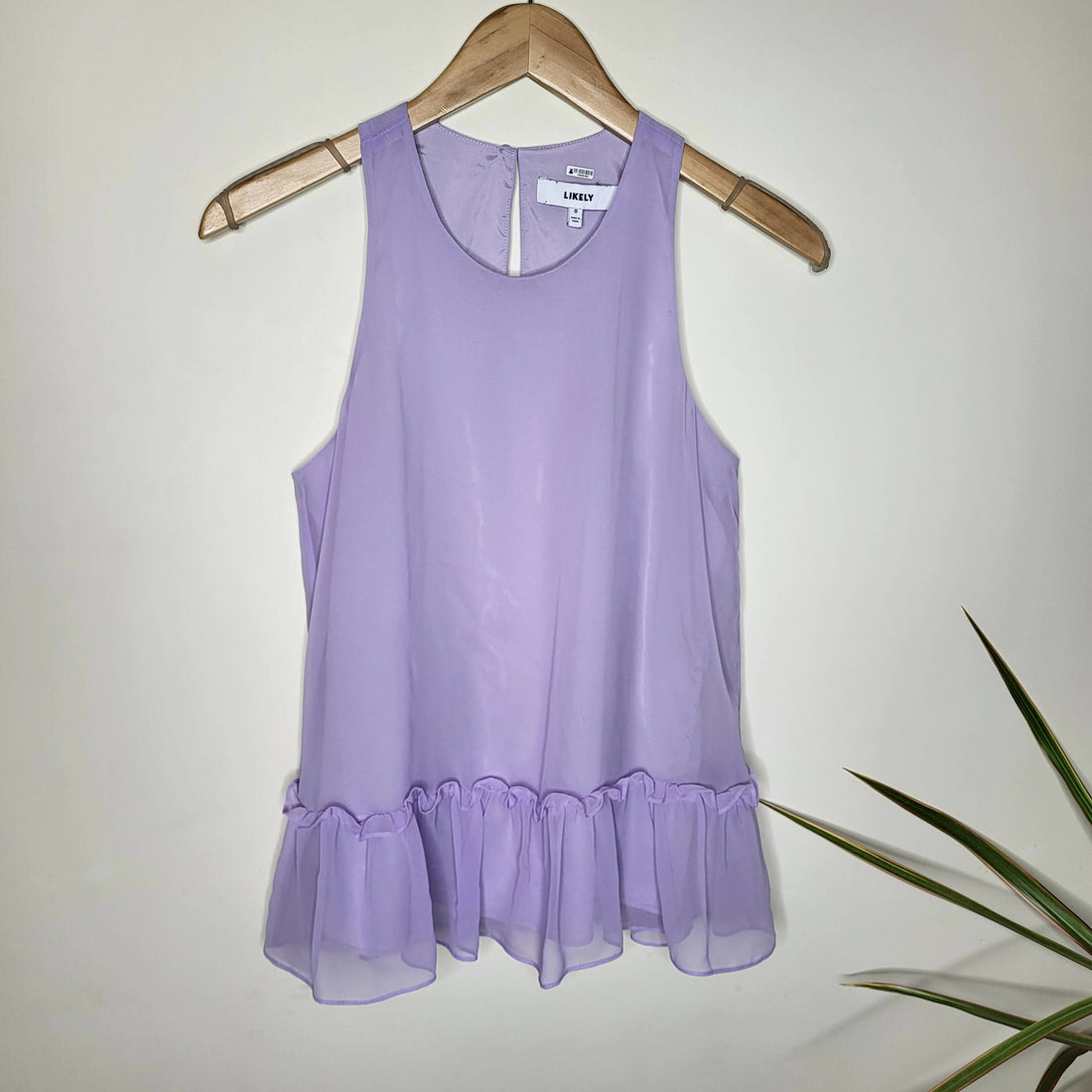 Likely Sleeveless Racerback Chiffon Peplum Blouse - Purple