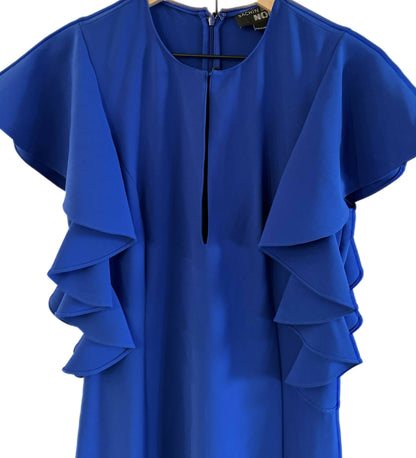 Sachin &amp; Babi Noir Keyhole Ruffle Trim Royal Blue Dress