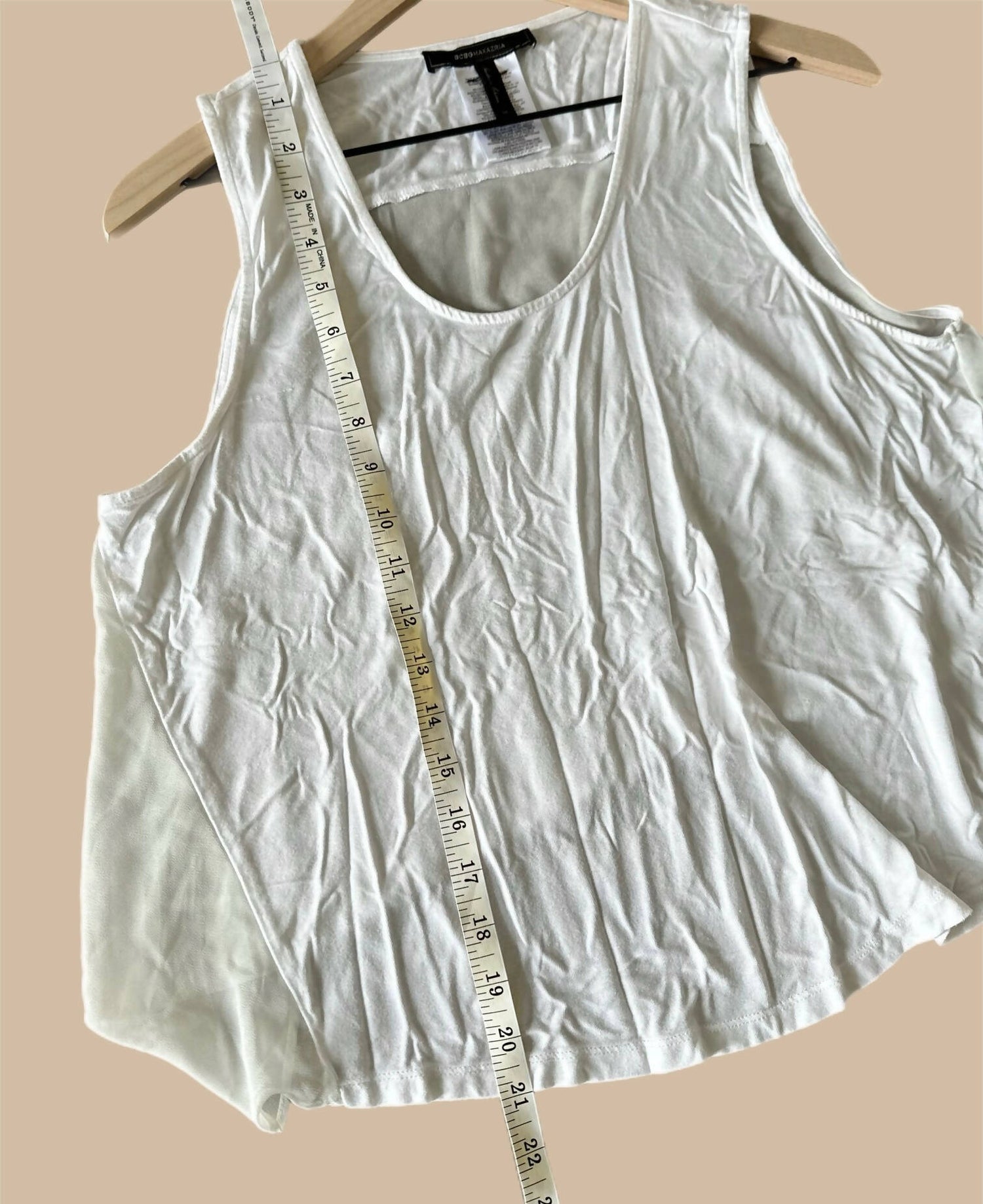 BCBG Maxazria High Low Sheer Back Tank - /White