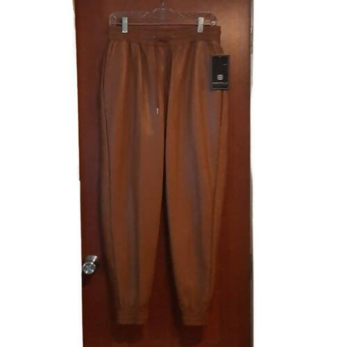 Bagatelle Collection Cognac Faux Leather Jogger Pants Size M New