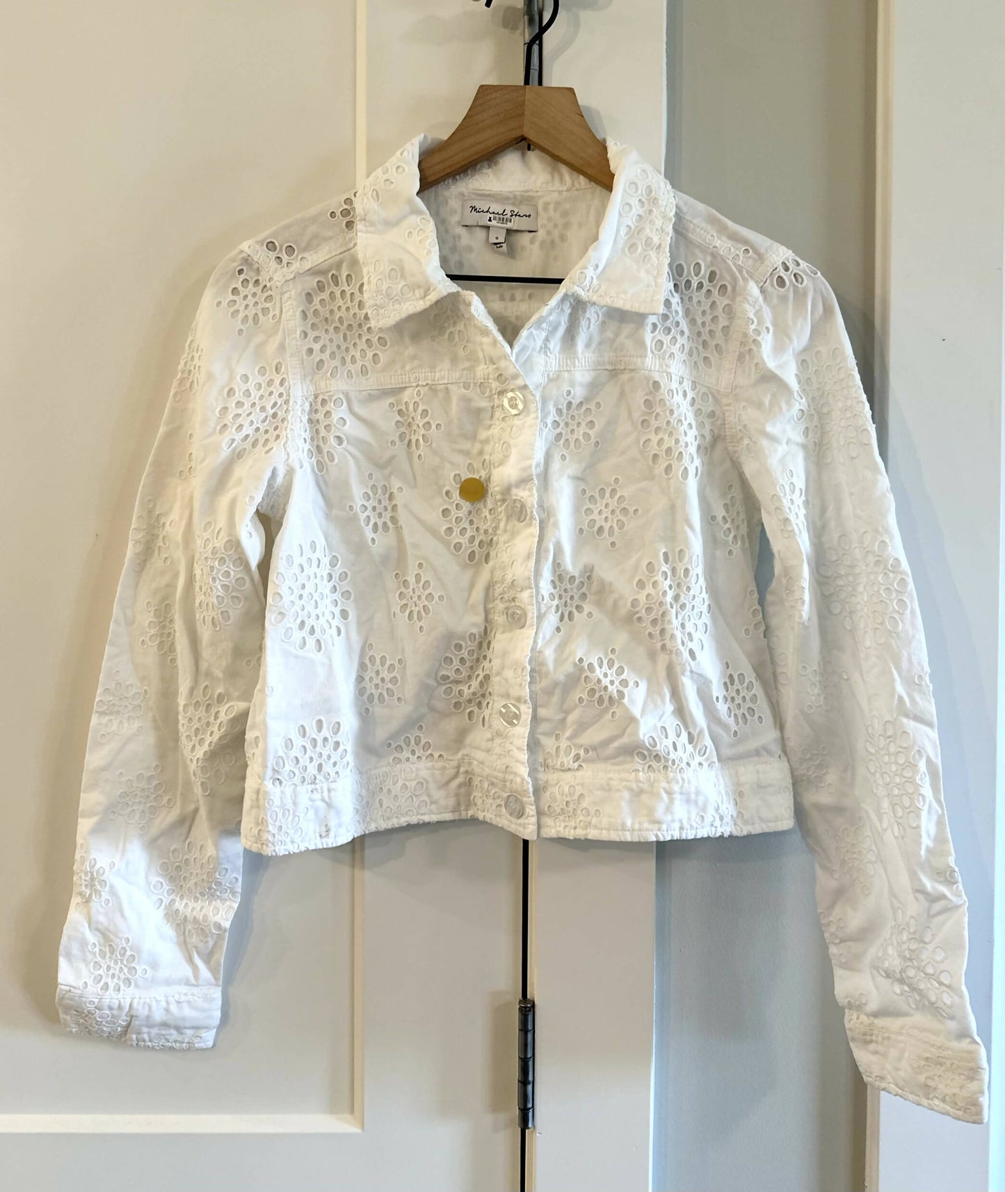 Michael Stars Misty Eyelet Button Front Jacket - White