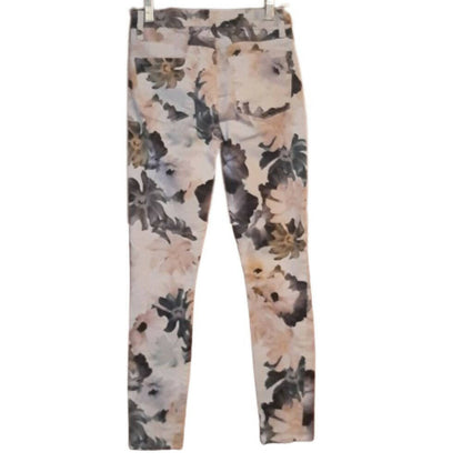 7 For All Mankind Cropped Printed Skinny Jeans - Floral - White Multi