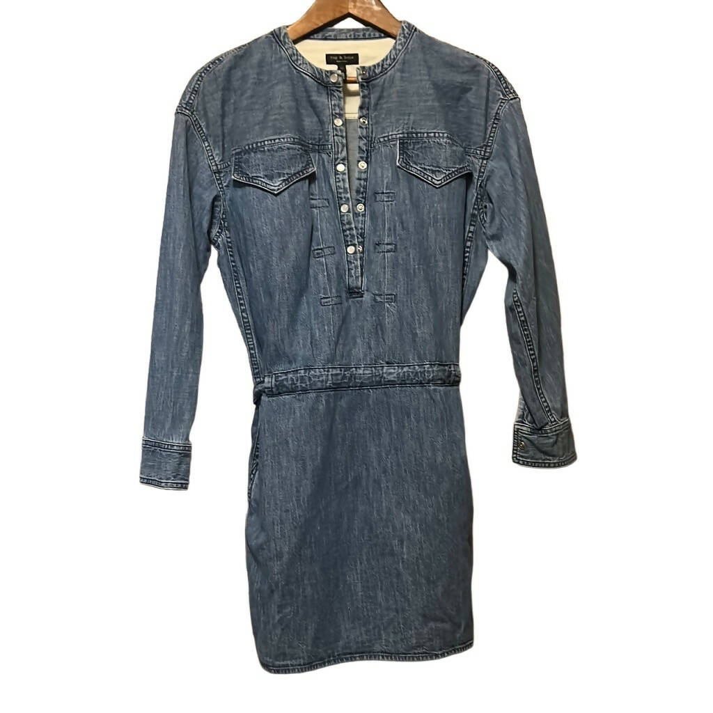 Rag & Bone Chest Pocket Denim Shirtdress - Blue