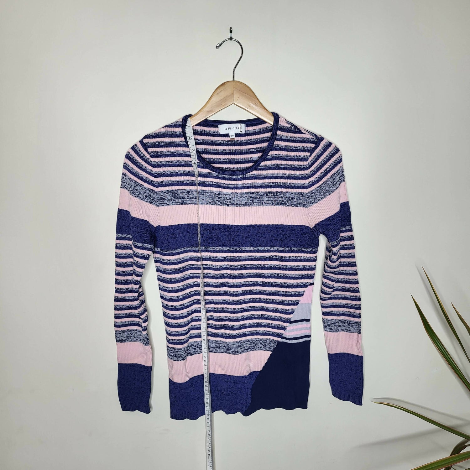 John &amp; Jenn Long Sleeve Ribbed-Knit Striped Sweater - Stripes - Blue Multi