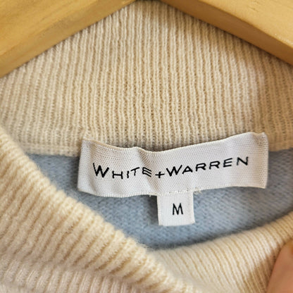 White + Warren Mariner Mockneck Sweater - Stripes - Blue Multi/PEARL WHITE/ SEABREEZE BLUE PRLWS - M