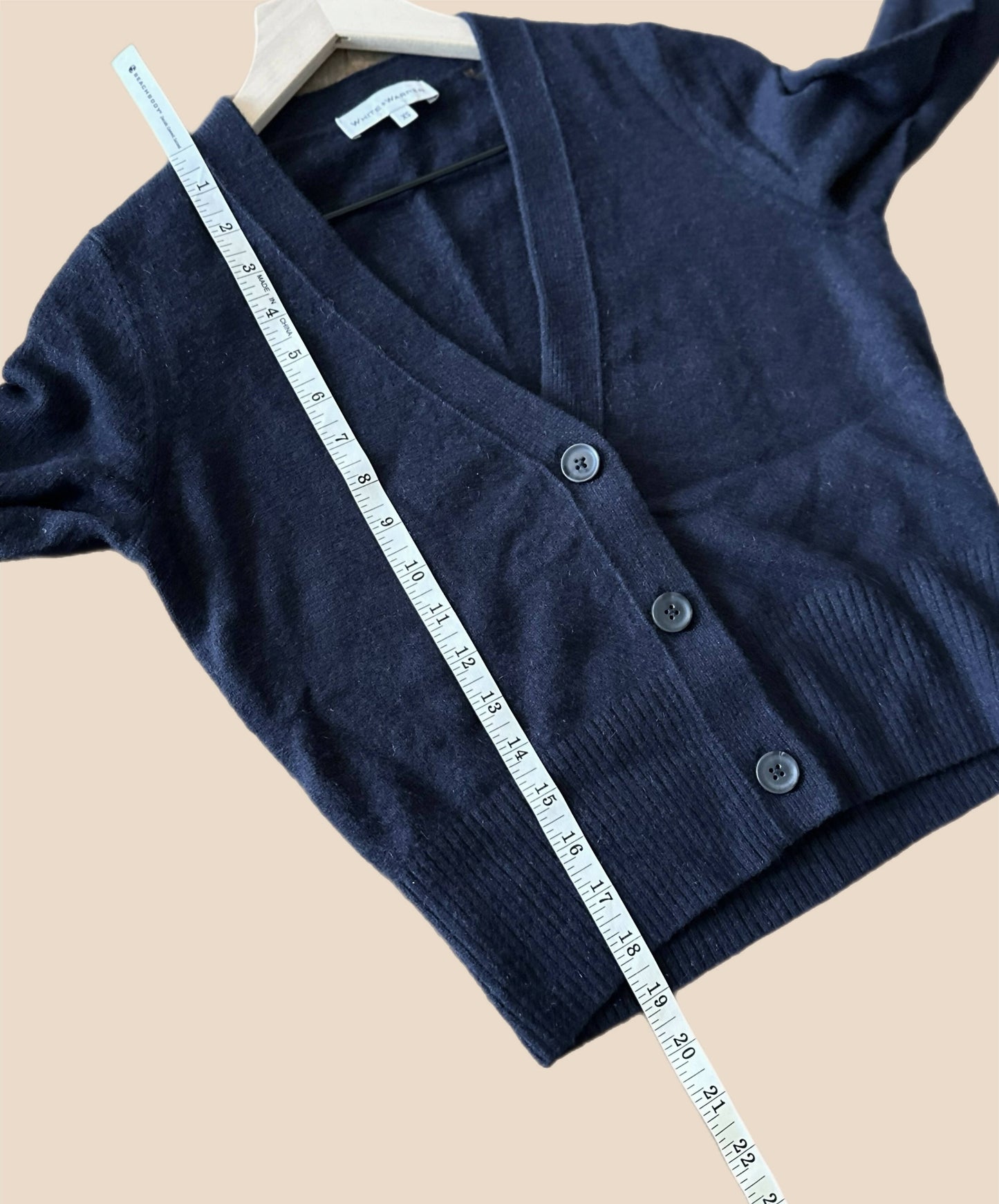 White + Warren Cashmere V-Neck Cardigan - /Navy