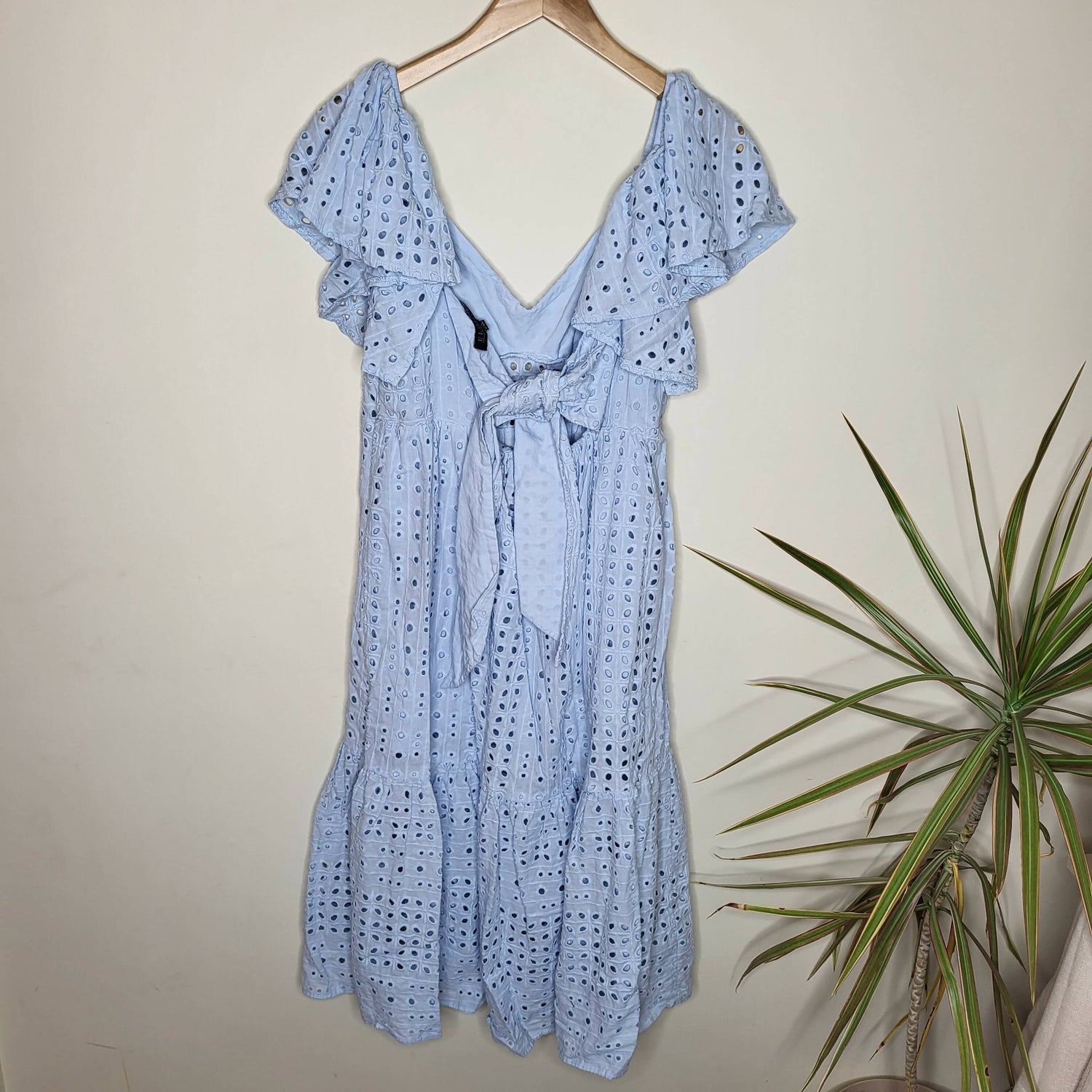 Eloquii Eyelet Dress With Sheer Detail - Eyelet - Blue/Skyride