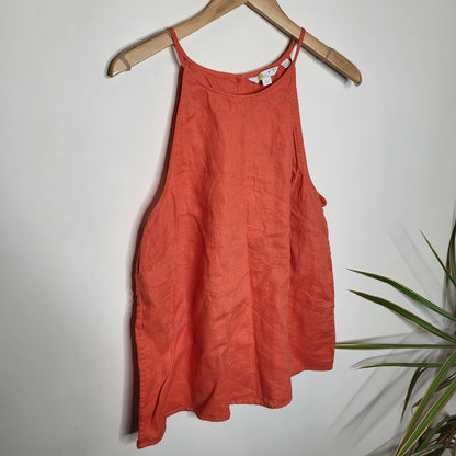 Boden Strappy Halterneck Linen Top - /Orange