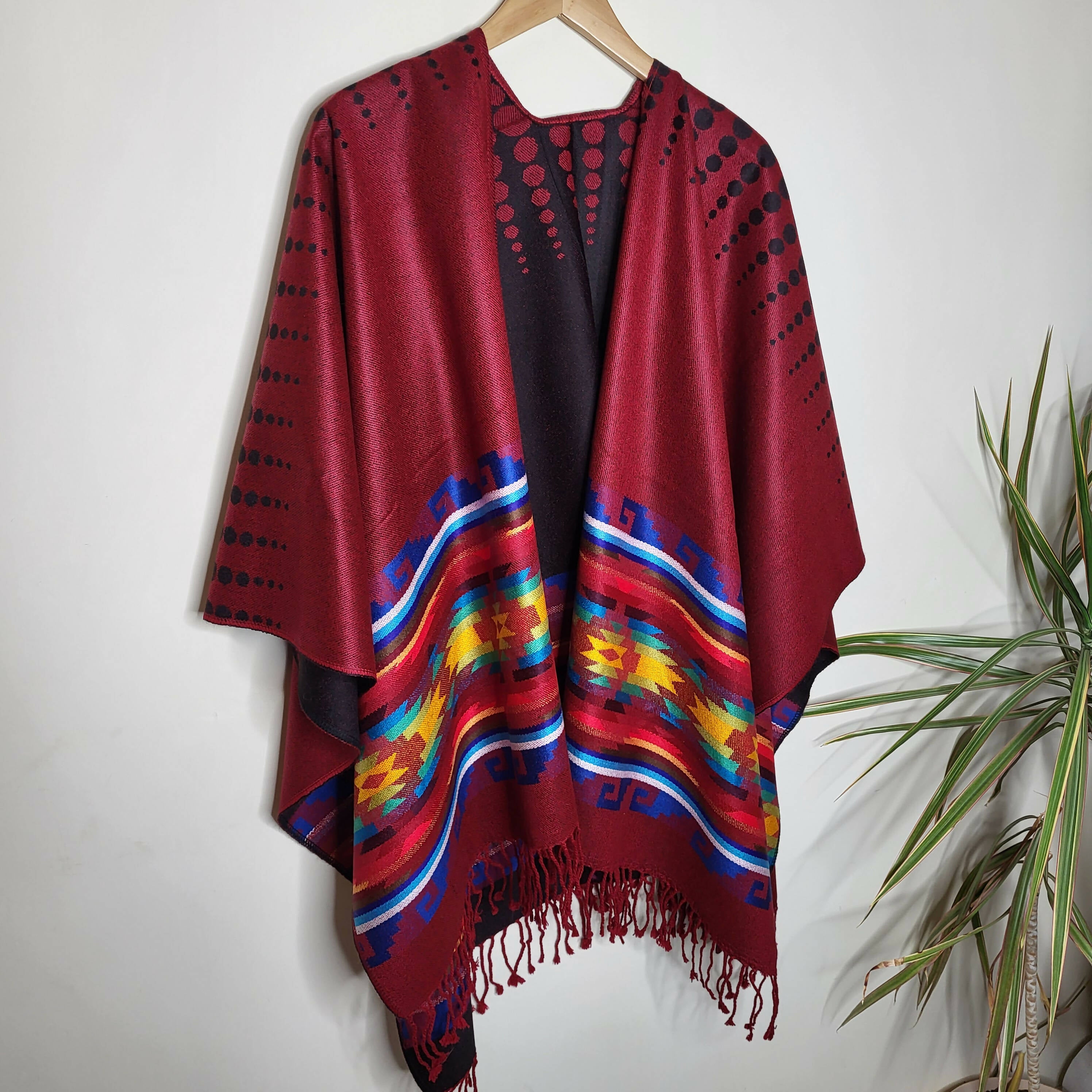 Lightweight thin alpaca wool unisex ruana cape poncho/shawl - authentic pattern