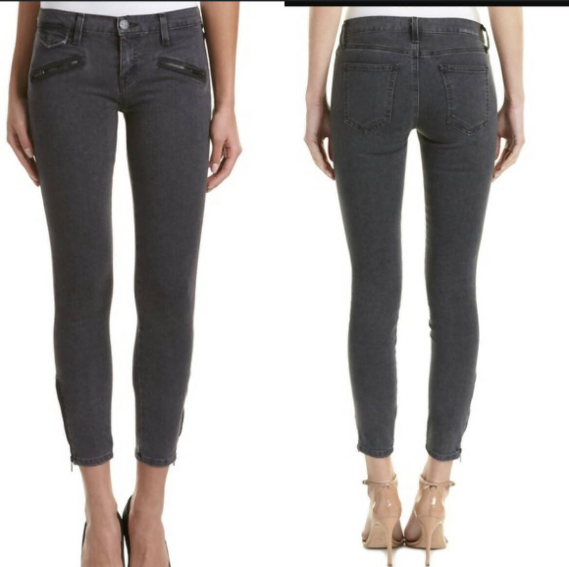 Current Elliott Mid-Rise Zipper Detail Skinny Jeans