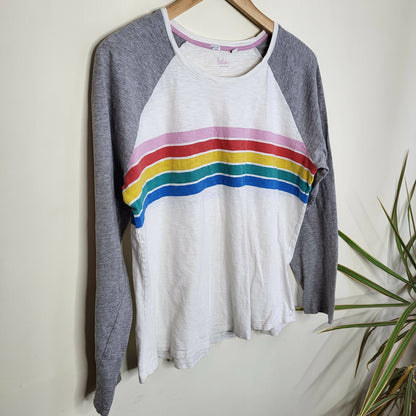 Boden Lorna Baseball Jersey Tee - Stripes - White Multi/Multi Placement Stripe