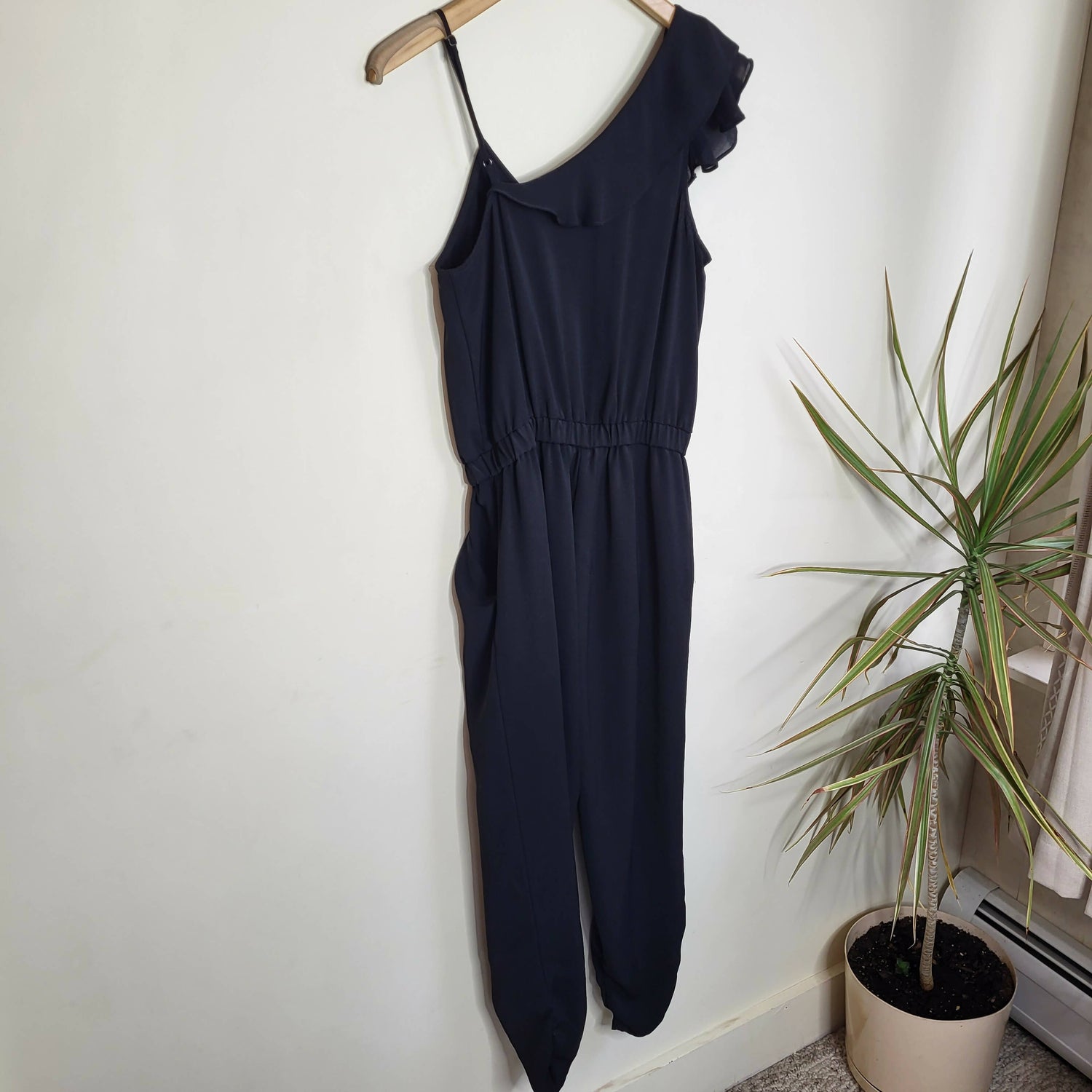 Parker Ruffled V Neck Jumpsuit - Black