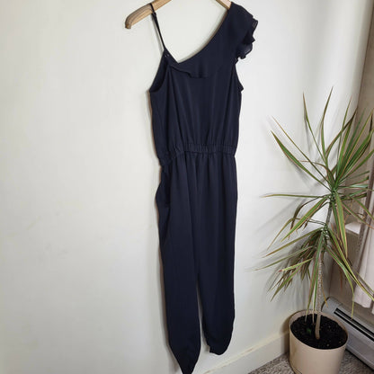 Parker Ruffled V Neck Jumpsuit - Black