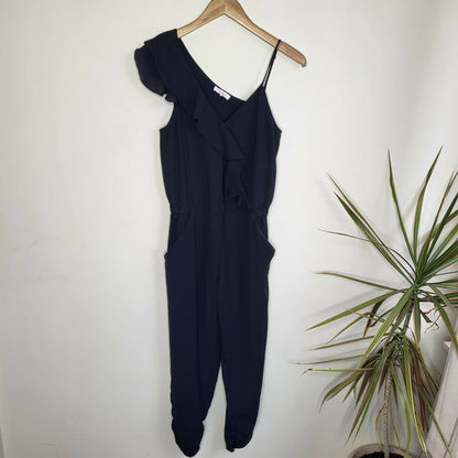 Parker Ruffled V Neck Jumpsuit - Black