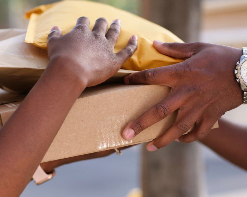 A parcel handed over at the door