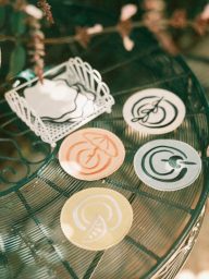 NWT Business & Pleasure Riviera Cotton Embroidered Coasters, Set of 4…