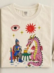 Comfort Colors Pink Dragon and Knight Graphic Tee