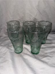 Coca Cola Light Green Textured Embossed Drinking Glasses - Set of 5 (…