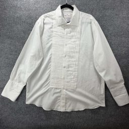 Brooks Brothers Mens 17 33 White Pleated Tuxedo Shirt Thomas Mason Co…