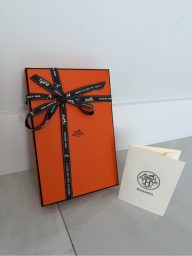 Iconic Hermes Gift Box with Logo Ribbon and Receipt Holder