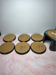 Vintage Green Marble Coaster Set of 6 with Holder