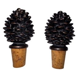 Set of 2 Wine Bottle Stopper Bronze Pinecone Resin Cork Rustic Cabin…