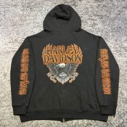 Harley Davidson Full Zip Hoodie Eagle Mens XXL Black Biker Motorcycle…