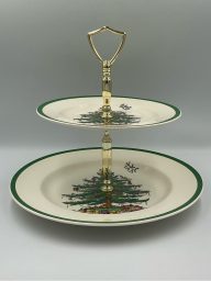 Spode Christmas Tree 2-Tiered Serving Tray England