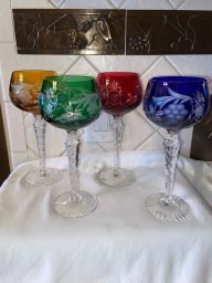 Like new Vintage set of 4 German LAUSITZER Lead Crystal Wine Glasses…