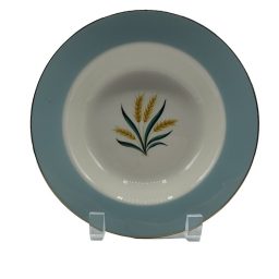 Vintage Viking Wheat Wide Rim Soup Bowl Blue Gold Mid Century Table D…