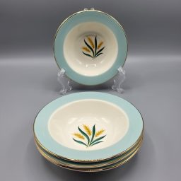 Vtg Viking Wheat Ice Cream Bowl Set of 4 Blue Gold Mid Century Table…
