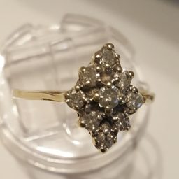 10k Yellow Gold 33ct Diamond Cluster Ring Size 9