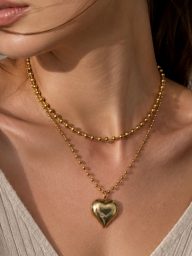 Chunky Double Layer Heart Necklace Women’s Jewelry
