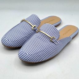 Nautica LaBella Women's US 7.5 Blue White Striped Flat Mules Comfort…