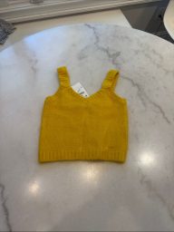 NWT Zara Yellow FUZZY Knit Crop Tank Top