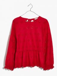 Madewell Eyelet Keyhole Peplum Top