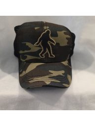 Camo Trucker Hat with Bigfoot Emblem