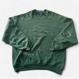Vintage 90s forest green crewneck sweatshirt, paint splatter, distres…
