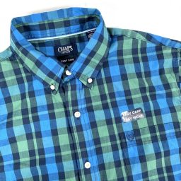 New Mens Chaps Short Sleeve Button Down Shirt Size XL Green Blue Plaid