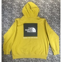 The North Face Hoodie Mens XL Yellow Mustard Logo Pullover Fleece Swe…